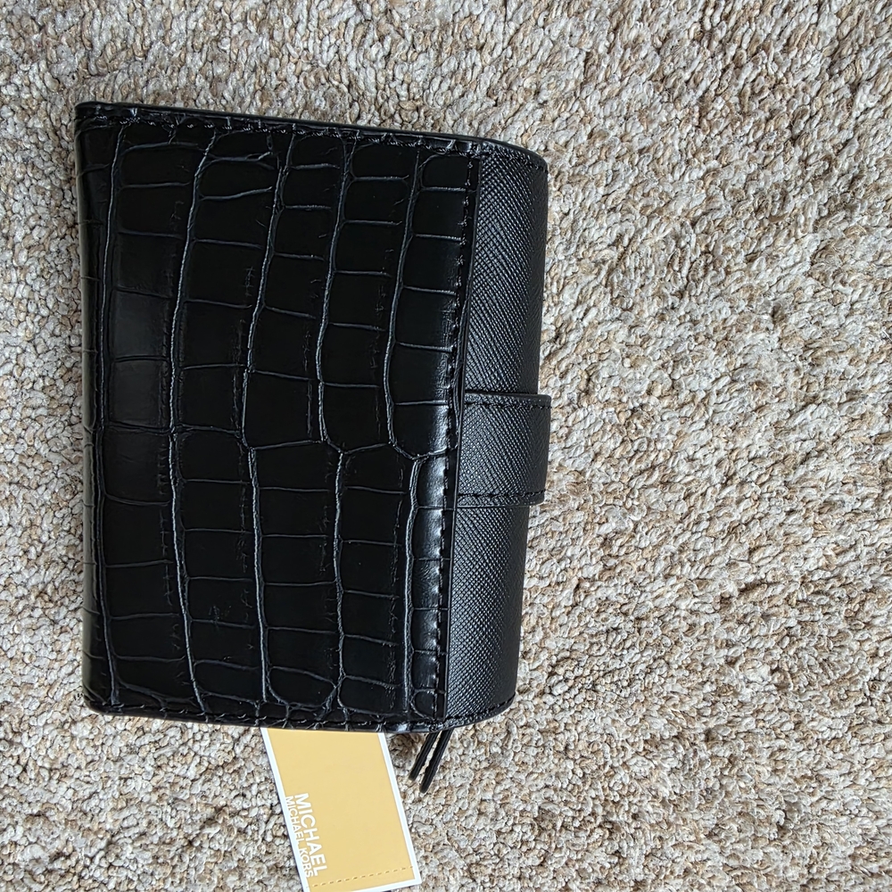 Michael Kors Black Leather Chain Tote And Wallet - Picture 9 of 10